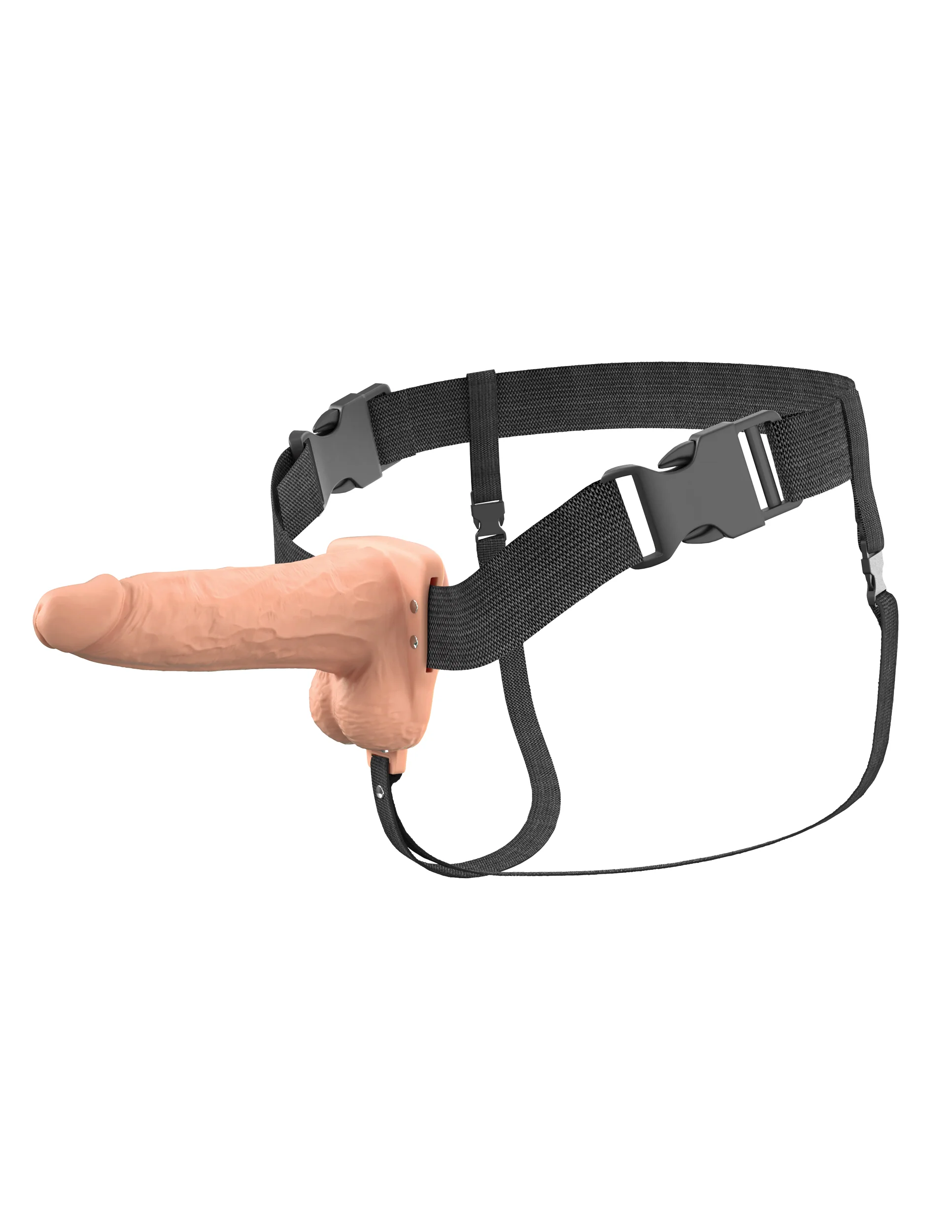 6-Inch Vibrating Fantasy Xtensions Hollow Silicone Strap-On - Image 3