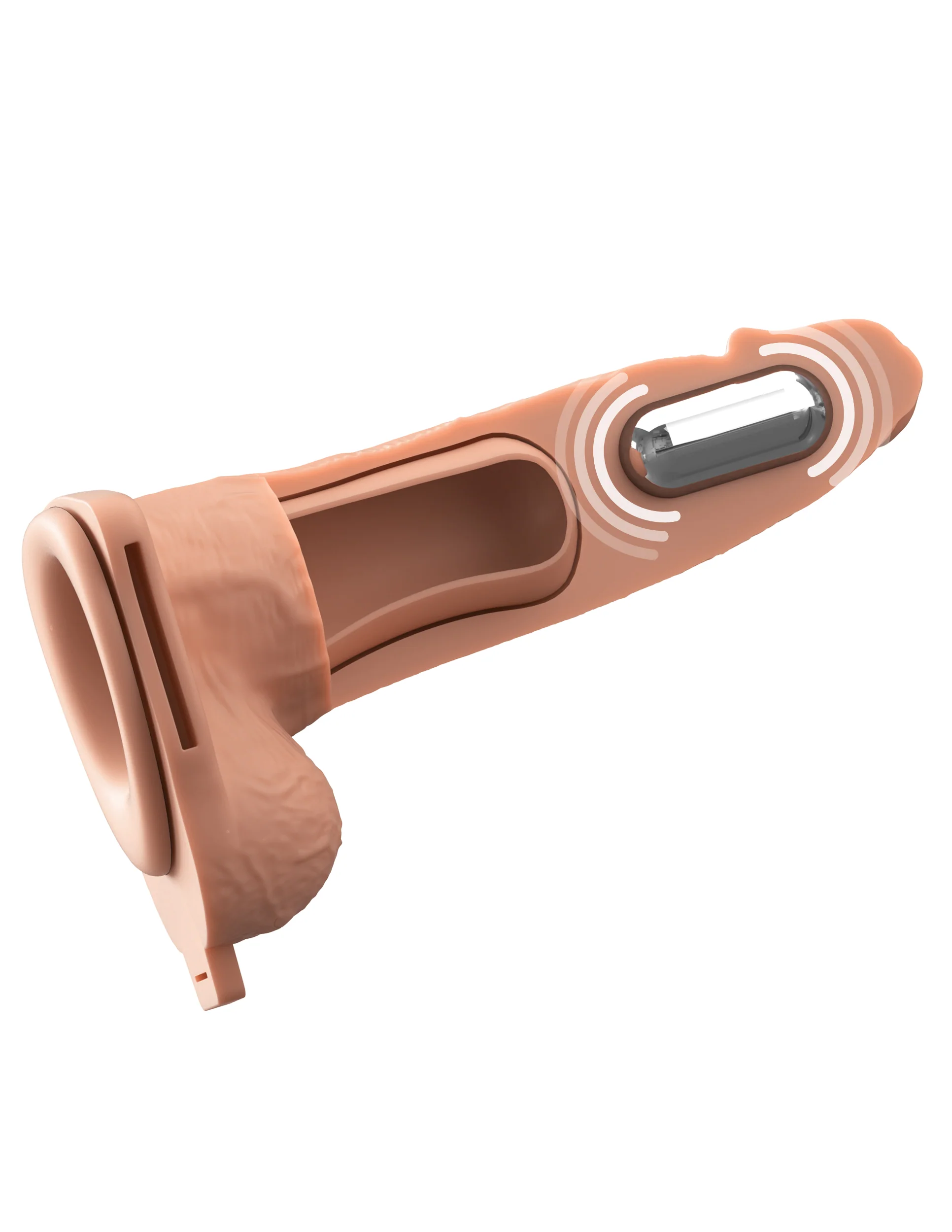 6-Inch Vibrating Fantasy Xtensions Hollow Silicone Strap-On - Image 6