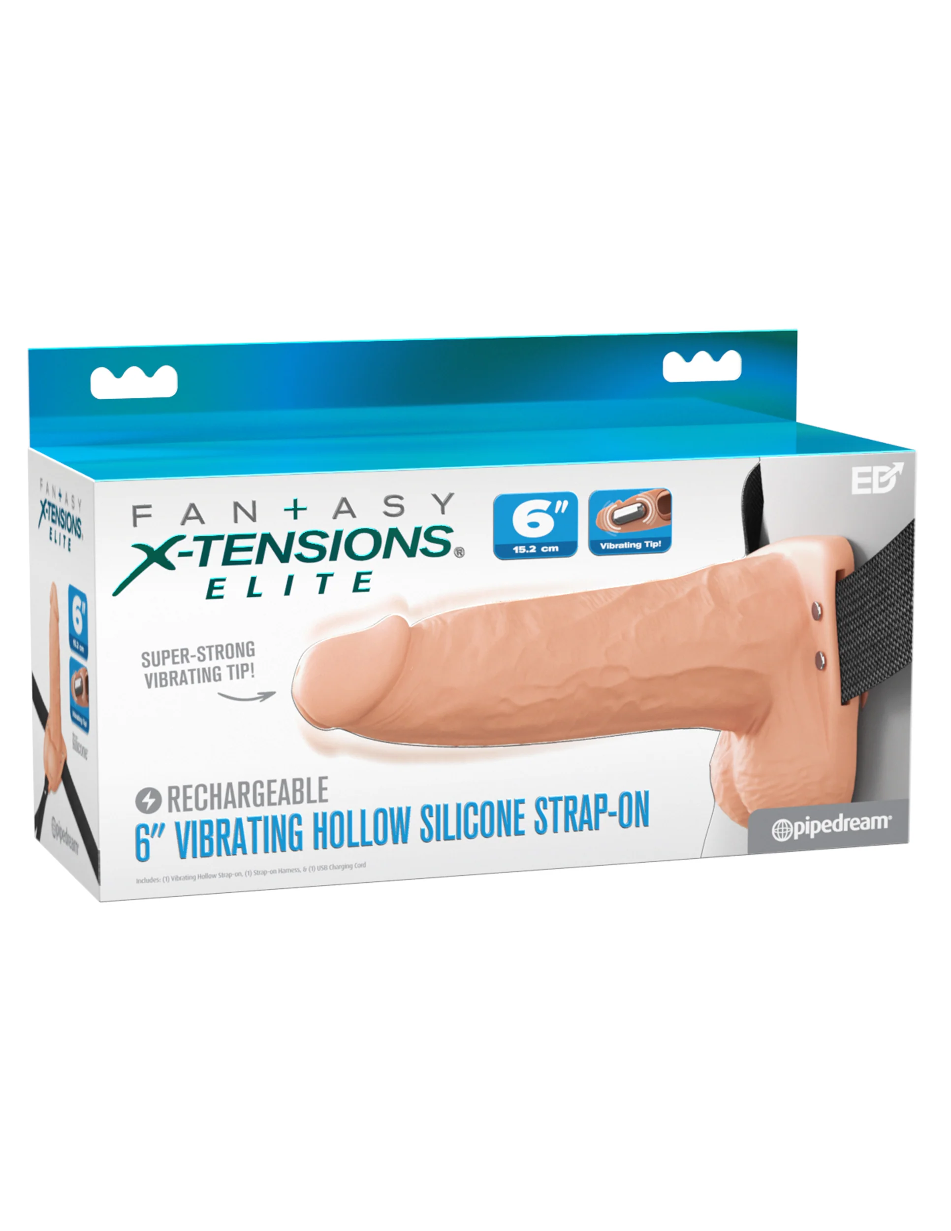 6-Inch Vibrating Fantasy Xtensions Hollow Silicone Strap-On - Image 7