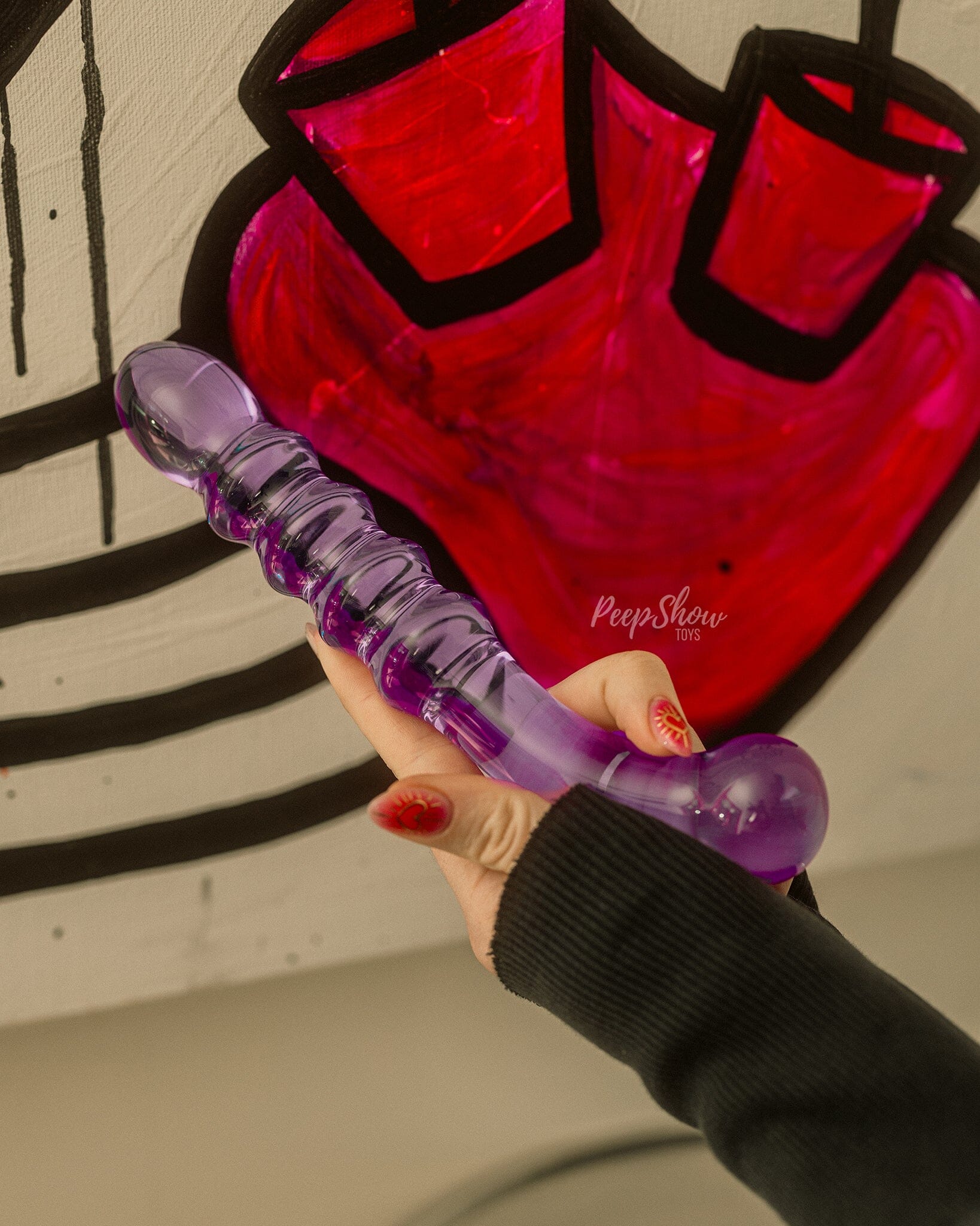 9" Purple Rain Ribbed Dildo by Gläs