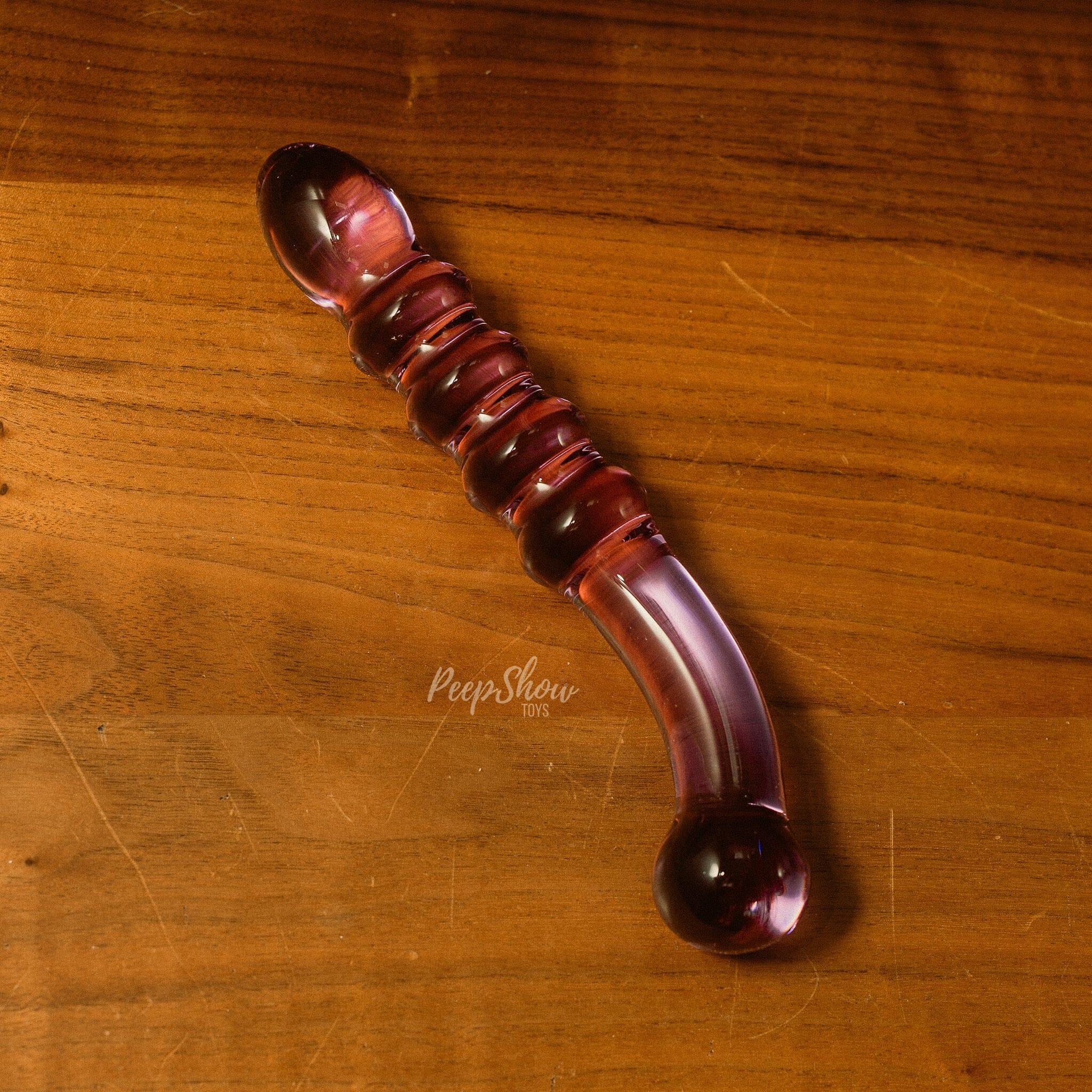 9" Purple Rain Ribbed Dildo by Gläs - Image 2