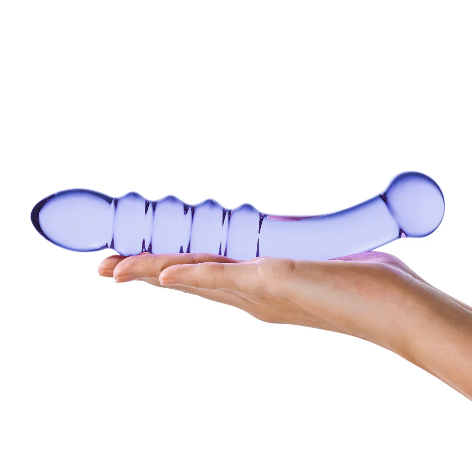 9" Purple Rain Ribbed Dildo by Gläs - Image 4