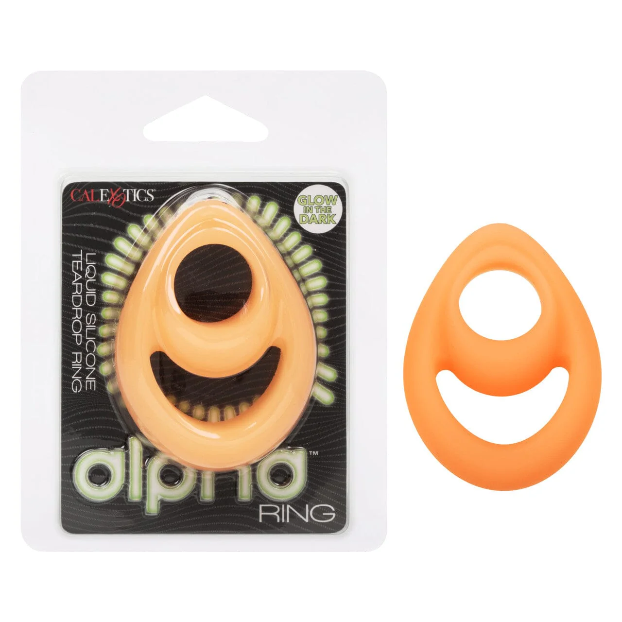 Alpha Teardrop Glow-in-the-Dark Penis & Testicles Ring, Soft Silicone - Image 3