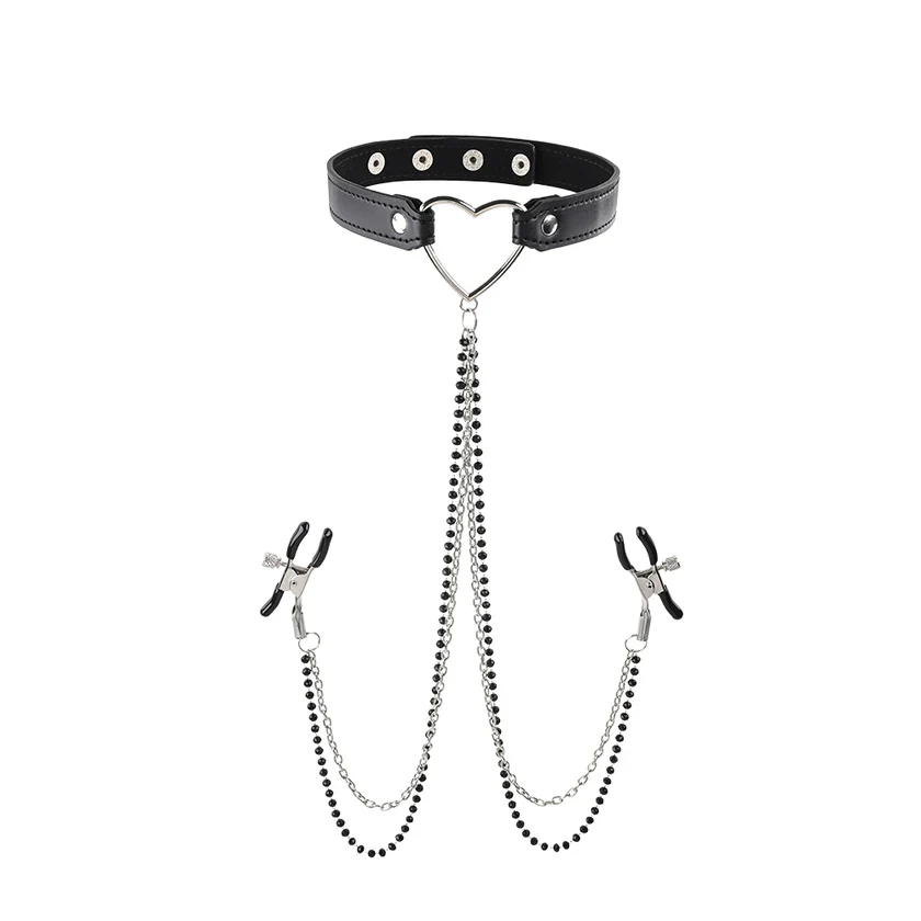 Amor Collar with Nipple Jewelry & Clamps