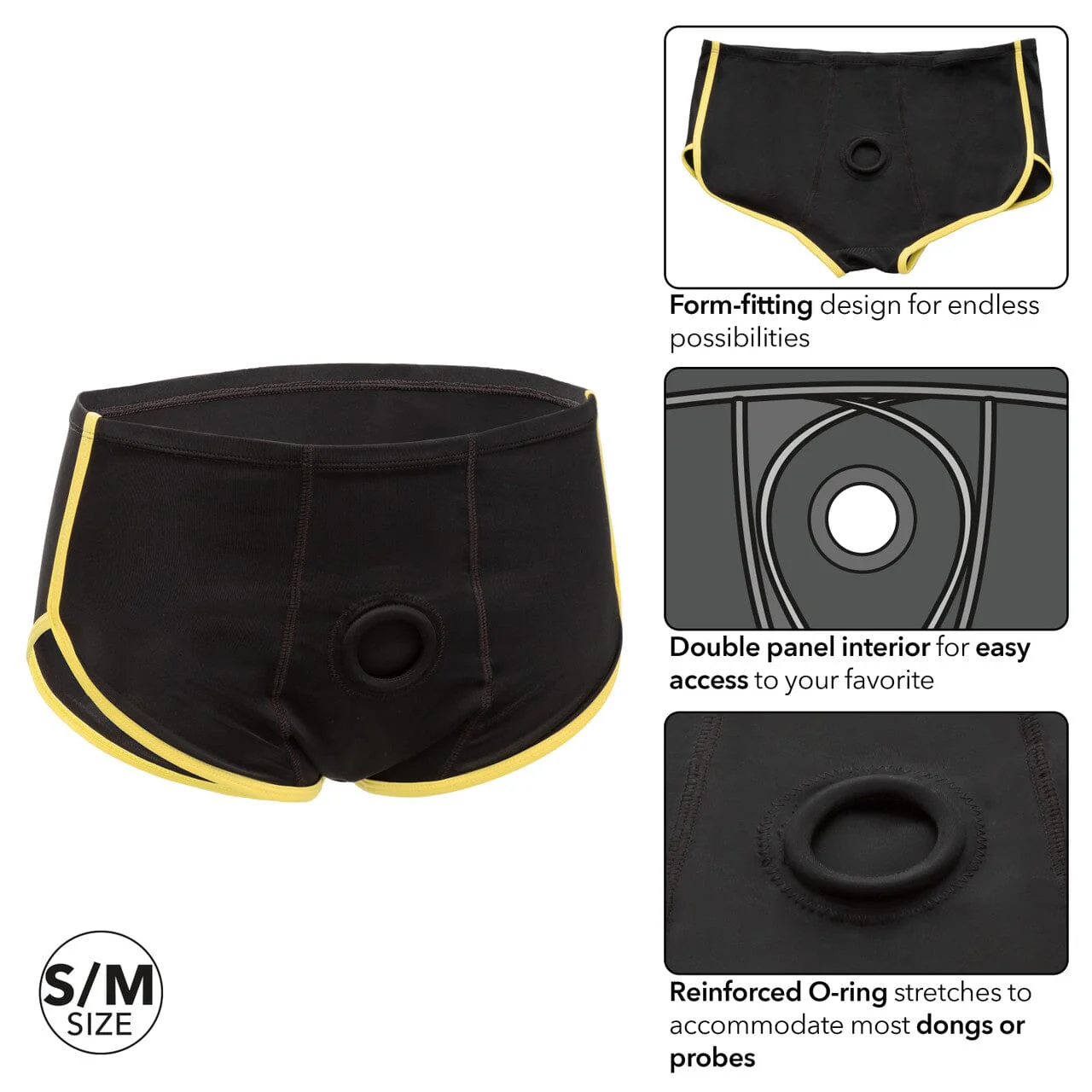 Boundless™ Black & Yellow Brief Strap-On Harness - Choice of 3 Sizes - Image 3