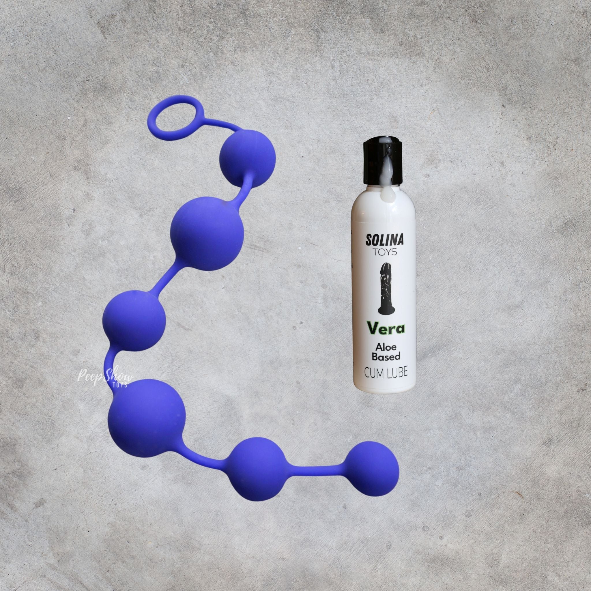 Bundle, 16 Inch Silicone Anal Beads + Creamy Aloe Lubricant