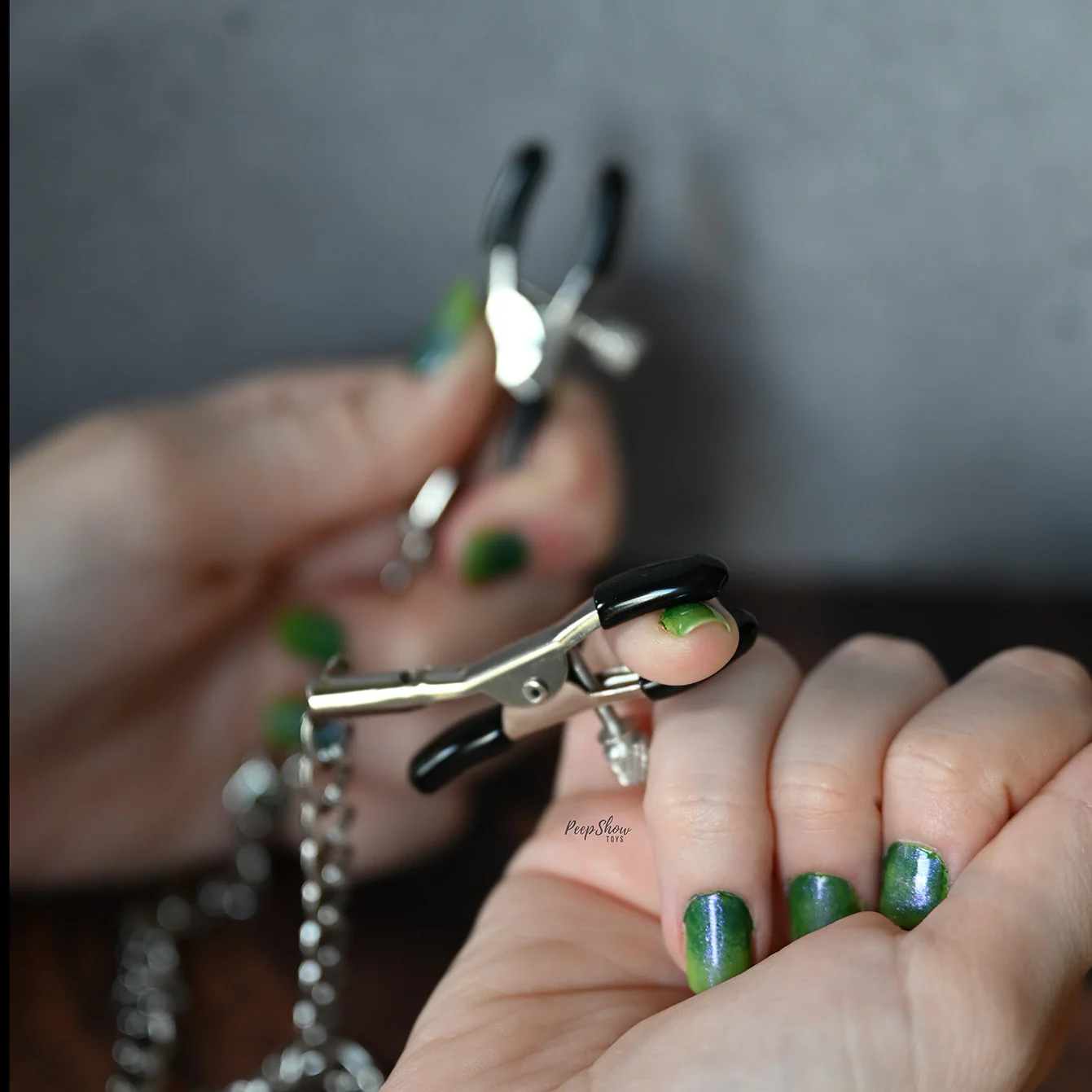 Chained Nipple Clamps - Adjustable with Padded Tips - Image 2