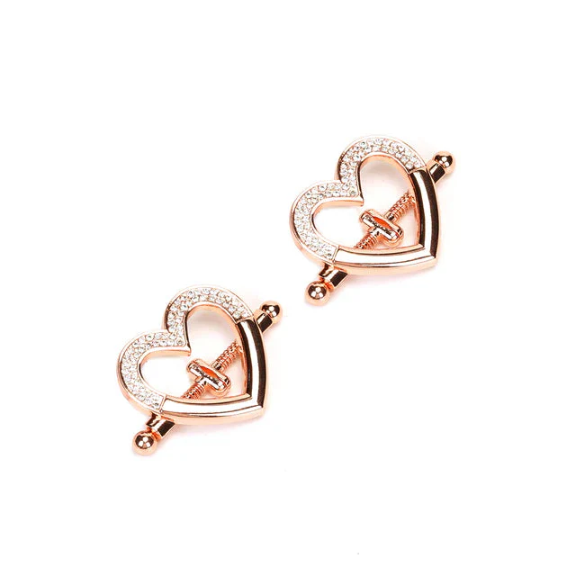 Heart-Shaped Nipple Clamps with Rhinestones - Image 2