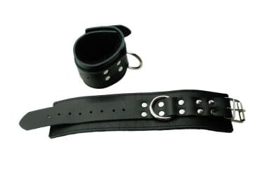 Leather Wrist Restraints with Faux Fur - Image 3