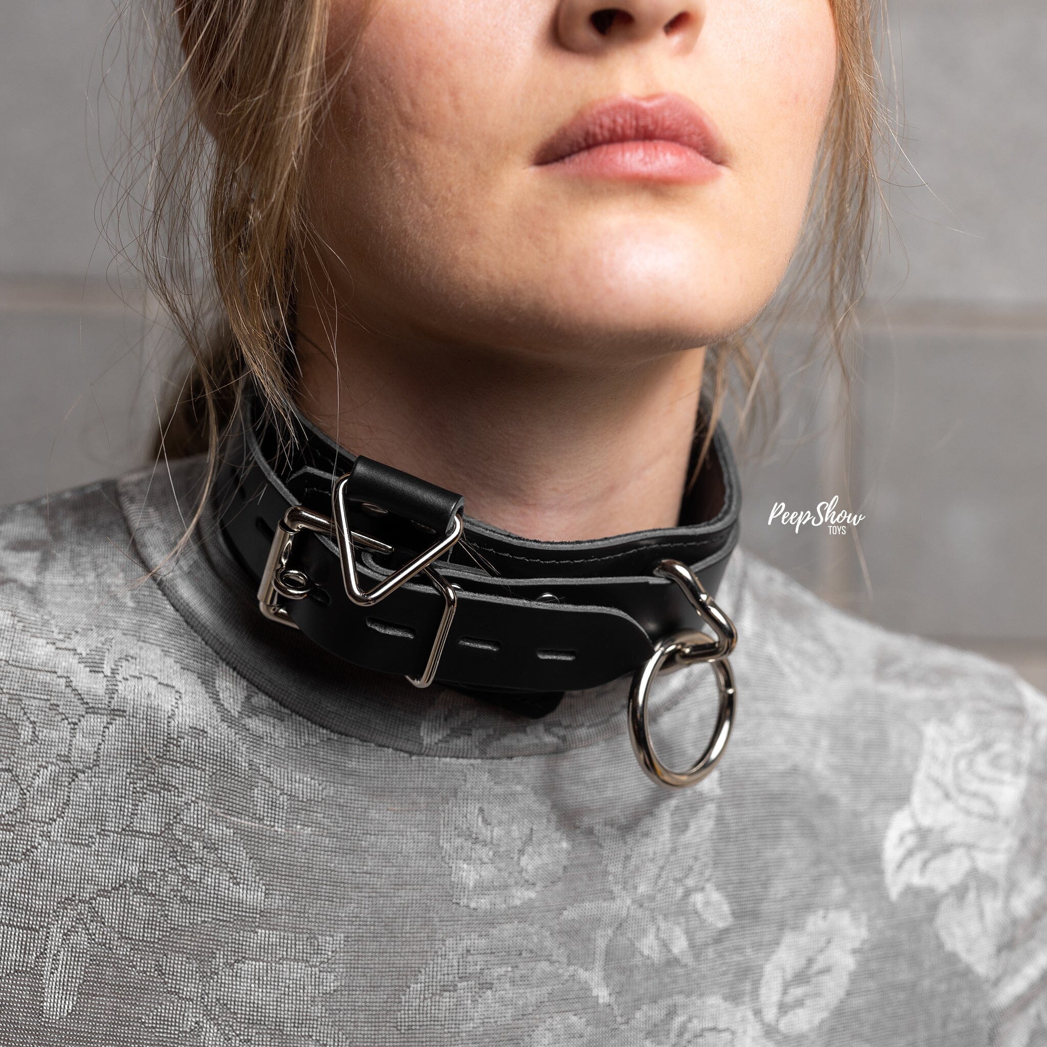 Locking 3-Ring Leather Collar by Spartacus - Image 2