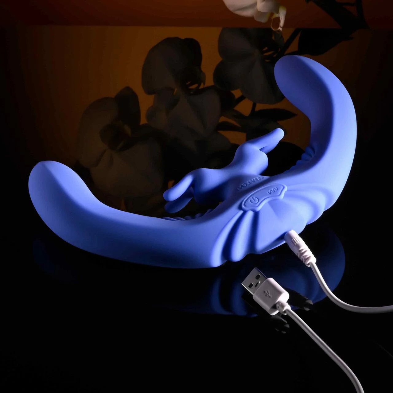 Lovebirds - Vibrating True Double Dildo with Dual Rabbit Ears - Image 8
