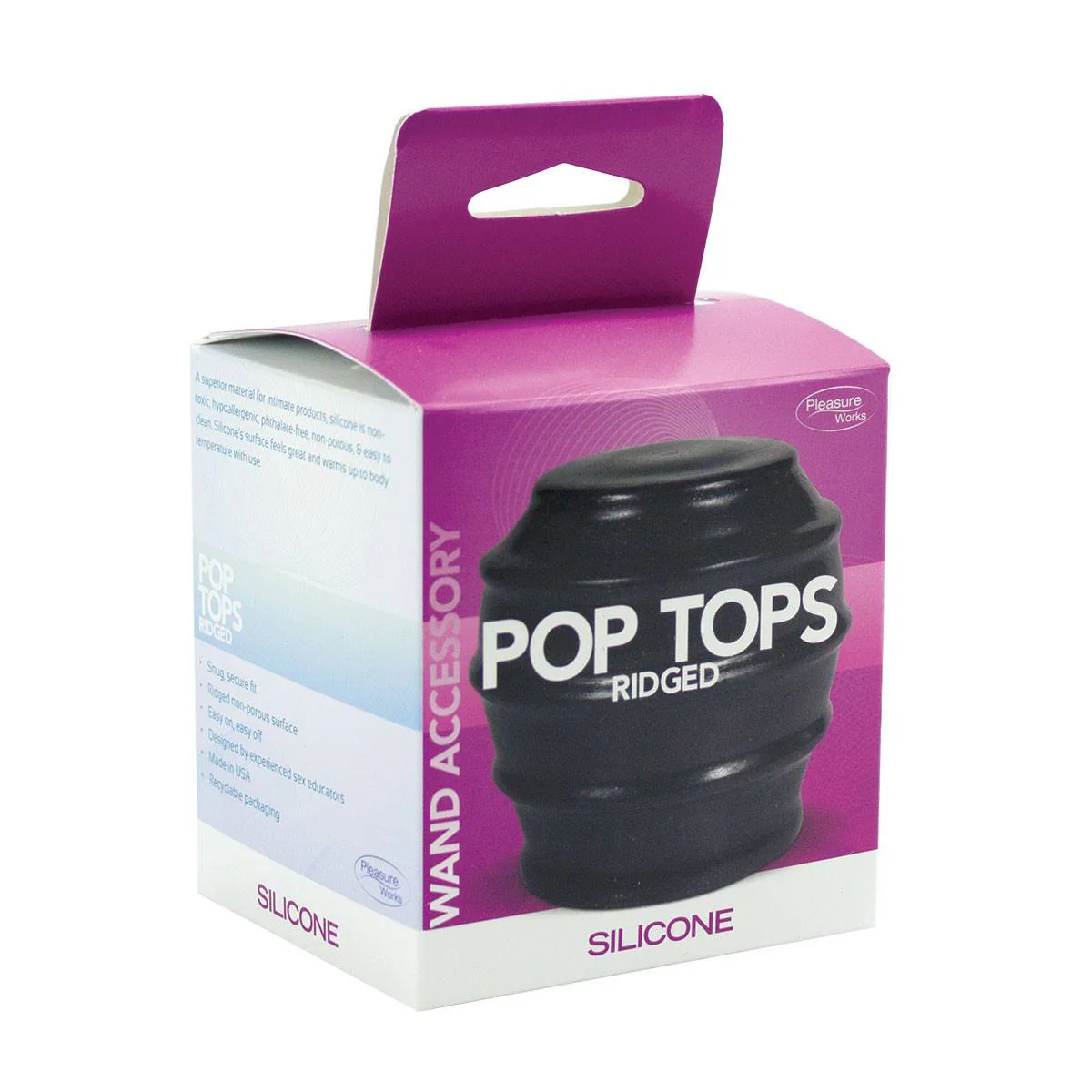 Pleasure Works Pop Top Wand Attachment - Ridged Black - Image 2