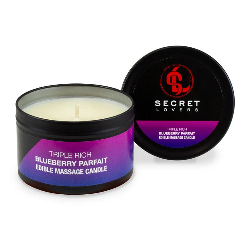 Secret Lovers Edible Body Massage Candle, Blueberry Parfait