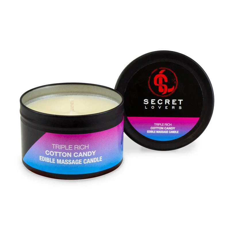 Secret Lovers Edible Body Massage Candle, Cotton Candy