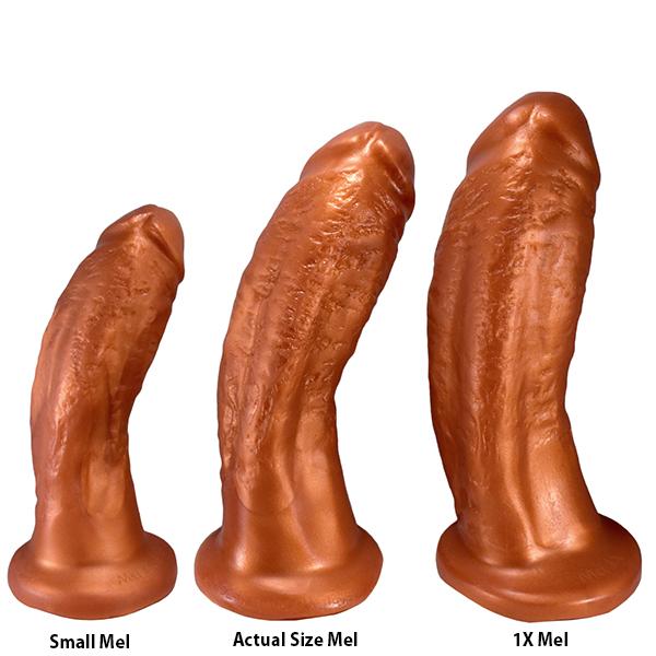 SquarePegToys® Mel Harness SuperSoft Bronze Silicone Dildo with Suction Cup - Image 3