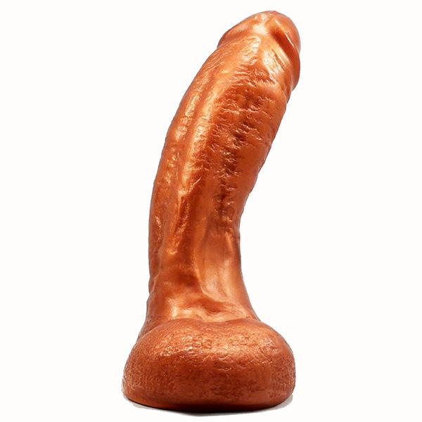 SquarePegToys® Mel SuperSoft Bronze Silicone Dildo with Balls - 3 Sizes - Image 3