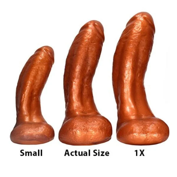 SquarePegToys® Mel SuperSoft Bronze Silicone Dildo with Balls - 3 Sizes - Image 7